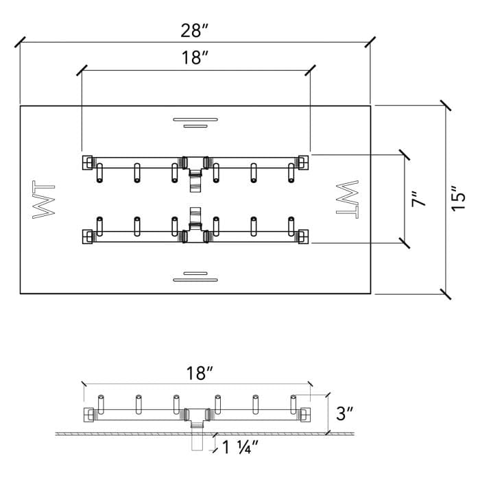Warming Trends 18-inch Burner with Specification and Drawing