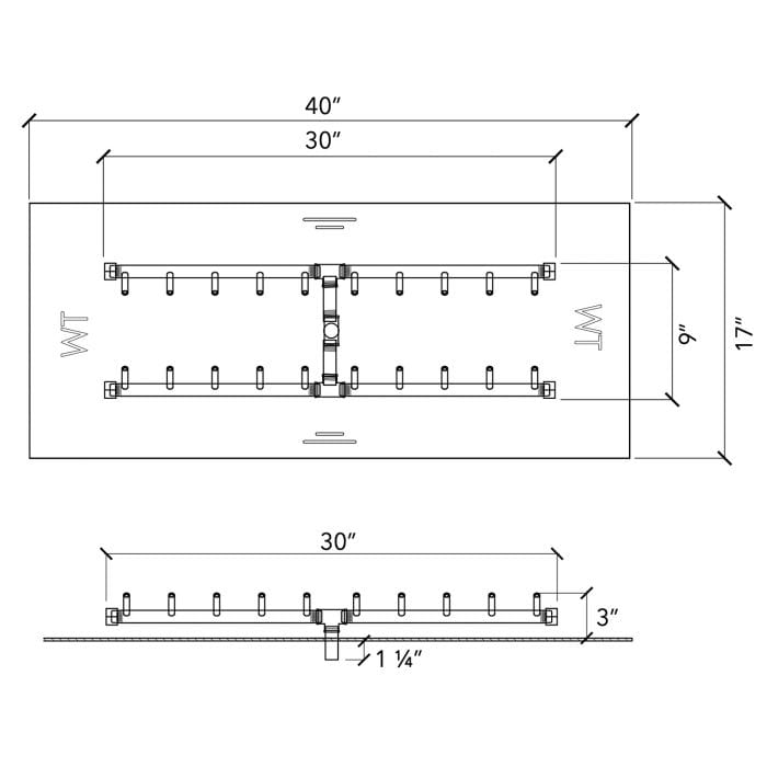 Warming Trends 30-inch Burner with Specification and Drawing