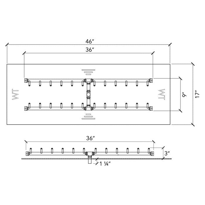 Warming Trends 36-inch Burner with Specification and Drawing