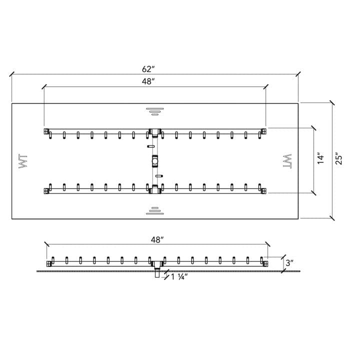 Warming Trends 48-inch Burner with Specification and Drawing