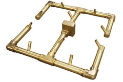 Warming Trends 13x13-Inch Original Crossfire Brass Gas Fire Pit Burner with 120K BTU on White Background