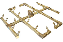 Warming Trends 19.5x21.5-Inch Original Crossfire Brass Gas Fire Pit Burner with 240K BTU on White Background