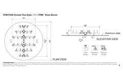 Warming Trends CFBCT240 Circular Tree-Style Crossfire Brass Burner 240K BTU 18x24.25-Inch specification line drawing