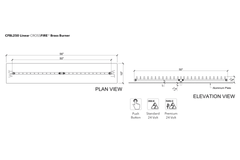 Warming Trends Crossfire Linear Brass Fire Pit Burner Kit Size chart, 56x10-inch Plate, 50-inch Linear Burner Specification Drawing