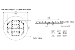 Warming Trends Crossfire CFBO360 Size Chart 29.5x27.5-inch burner Specification Drawing