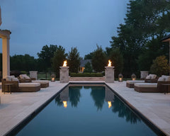 Warming Trends AON GFRC Architectural Aura Bowl Concrete Vessels w/ Crossfire Brass Burner