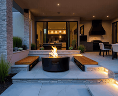 Warming Trends AON Powder-Coated Steel Circular Fire Table w/ Crossfire Brass Burner