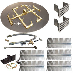 Warming Trends Valencia Universal Paver Kit with Crossfire Brass Burner and 29" Circular Aluminum Plate with White Background