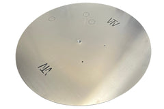 Warming Trends Circular aluminum fire pit burner plate on white background available in 18-59-inch size