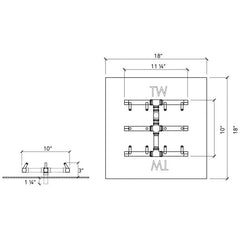 Warming Trends CFB120 Original Crossfire Brass Burner 120K BTU 13x13-Inch specification line drawing
