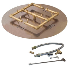 Warming Trends 120K BTU 13 x 13-Inch Crossfire Original Brass Gas Fire Pit Burner Kit with Circular Plate