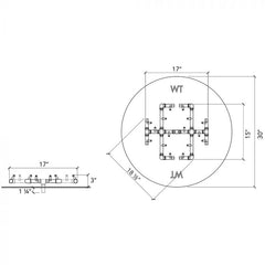 Warming Trends CFB240 Original Crossfire Brass Burner 240K BTU 19.5x21.5-Inch specification line drawing