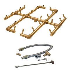 Warming Trends 240K BTU 19.5 x 21.5-Inch Crossfire Original Brass Gas Fire Pit Burner Kit