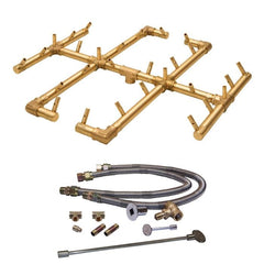 Warming Trends 290K BTU 21.5 x 21.5-Inch Crossfire Original Brass Gas Fire Pit Burner Kit