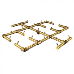 Warming Trends 30.5x30.5-Inch Original Crossfire Brass Gas Fire Pit Burner with 300K BTU on White Background
