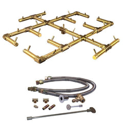 Warming Trends 300K BTU 30.5 x 30.5-Inch Crossfire Original Brass Gas Fire Pit Burner Kit