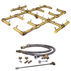 Warming Trends 350K BTU 30.5 x 30.5-Inch Crossfire Original Brass Gas Fire Pit Burner Kit