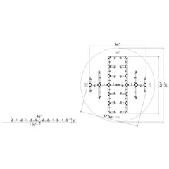Warming Trends CFB450 Original Crossfire Brass Burner 450K BTU 46x46-Inch specification line drawing