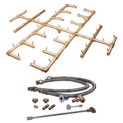Warming Trends 450K BTU 46 x 46-Inch Crossfire Original Brass Gas Fire Pit Burner Kit