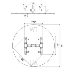 Warming Trends CFB60 Original Crossfire Brass Burner 60K BTU 7.5x7.5-Inch specification line drawing