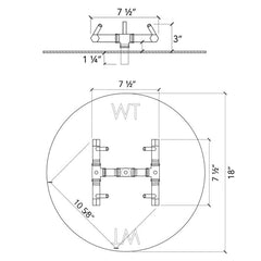 Warming Trends CFB84 Original Crossfire Brass Burner 84K BTU 7.5x7.5-Inch specification line drawing