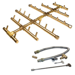 Warming Trends 240K BTU 18 x 24.25-Inch Crossfire Circular Tree-Style Brass Gas Fire Pit Burner Kit