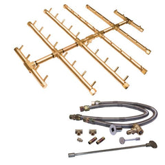 Warming Trends 440K BTU 30.25 x 34-Inch Crossfire Circular Tree-Style Brass Gas Fire Pit Burner Kit