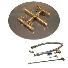 Warming Trends 120K BTU 11 x 10-Inch Crossfire Circular Tree-Style Brass Gas Fire Pit Burner Kit with Circular Plate