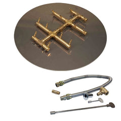 Warming Trends 120K BTU 11 x 10-Inch Crossfire Circular Tree-Style Brass Gas Fire Pit Burner Kit with Circular Plate