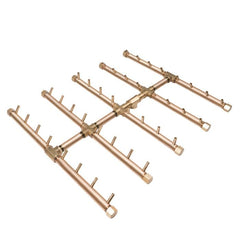 Warming Trends Crossfire Square Tree-Style Brass Fire Pit Burner in white background available in different sizes