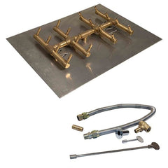 Warming Trends 160K BTU 15.75 x 11.25-Inch Crossfire Double Tree-Style Brass Gas Fire Pit Burner Kit with Rectangular Plate