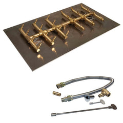 Warming Trends 240K BTU 23.25 x 11.25-Inch Crossfire Double Tree-Style Brass Gas Fire Pit Burner Kit with Rectangular Plate