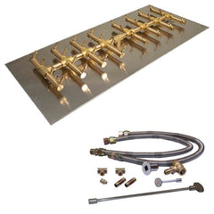 Warming Trends 320K BTU 35.25 x 11.5-Inch Crossfire Double Tree-Style Brass Gas Fire Pit Burner Kit with Rectangular Plate
