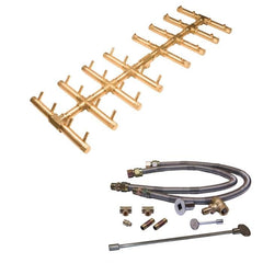 Warming Trends 320K BTU 35.25 x 11.5-Inch Crossfire Double Tree-Style Brass Gas Fire Pit Burner Kit