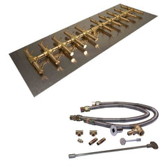 Warming Trends 400K BTU 44.25 x 11.5-Inch Crossfire Double Tree-Style Brass Gas Fire Pit Burner Kit with Rectangular Plate