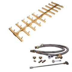 Warming Trends 400K BTU 44.25 x 11.5-Inch Crossfire Double Tree-Style Brass Gas Fire Pit Burner Kit
