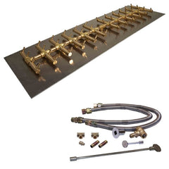 Warming Trends 480K BTU 53 x 11.5-Inch Crossfire Double Tree-Style Brass Gas Fire Pit Burner Kit with Rectangular Plate