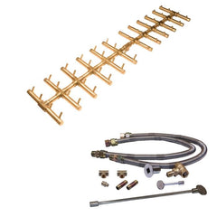 Warming Trends 480K BTU 53 x 11.5-Inch Crossfire Double Tree-Style Brass Gas Fire Pit Burner Kit