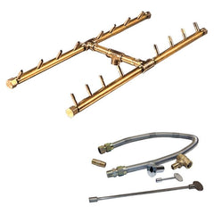 Warming Trends 160K BTU 24 x 9-Inch Crossfire H-Style Brass Gas Fire Pit Burner Kit