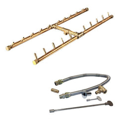 Warming Trends 200K BTU 30 x 9-Inch Crossfire H-Style Brass Gas Fire Pit Burner Kit