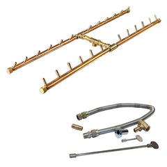 Warming Trends 240K BTU 36 x 9-Inch Crossfire H-Style Brass Gas Fire Pit Burner Kit