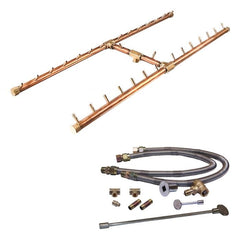 Warming Trends 300K BTU 42 x 14-Inch Crossfire H-Style Brass Gas Fire Pit Burner Kit