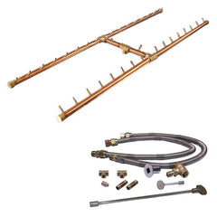 Warming Trends 340K BTU 48 x 14-Inch Crossfire H-Style Brass Gas Fire Pit Burner Kit