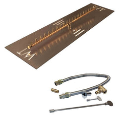 Warming Trends Crossfire Linear Brass Firepit Burner Kit with Rectangular Plate available in different sizes