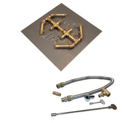 Warming Trends Crossfire Octagonal Brass Burner with Square Plate and Flex Line kit for CFBO140 in white background