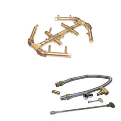 Warming Trends Crossfire CFBO140 Octagonal Brass Burner with Flex Line Kit in White Background