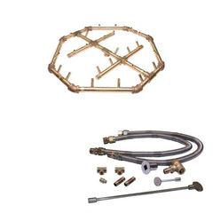 Warming Trends Crossfire CFBO280 Octagonal Brass Burner with Dual Flex Line Kit in White Background