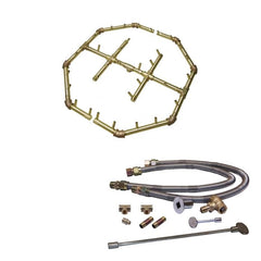 Warming Trends Crossfire CFBO320 Octagonal Brass Burner with Dual Flex Line Kit in White Background