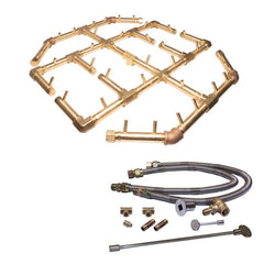 Warming Trends Crossfire CFBO360 Octagonal Brass Burner with Dual Flex Line Kit in White Background