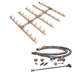Warming Trends Crossfire Square Tree-Style Gas Fire pit Burner Kit with Square Flat Pan and Dual Flex Line Kit for CFBST400 in white background
